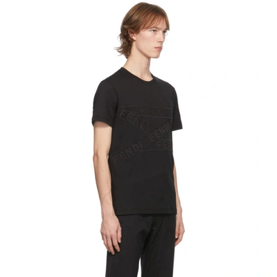Shop Fendi Black Logo Tape T-shirt In F0gme Black