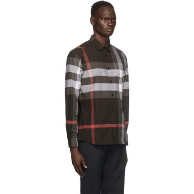 Shop Burberry Grey Check Somerton Shirt In Grey A1008