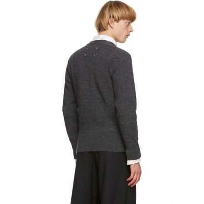 Shop Maison Margiela Grey Gauge Half-cardigan Sweater In 860m Drkgry