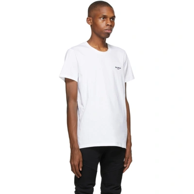 Shop Balmain White Eco Flocked T-shirt In Gab Blanc/n