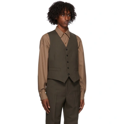 Shop Lemaire Brown Wool Vest In 487 Dark Br