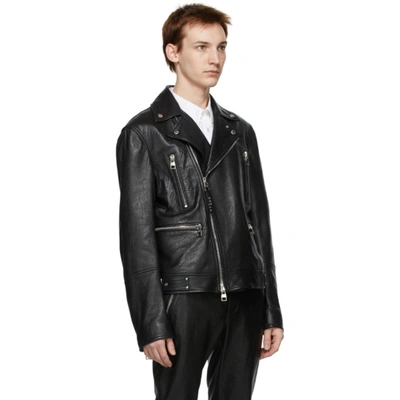 Shop Alexander Mcqueen Black Leather Classic Biker Jacket In 1000 Black
