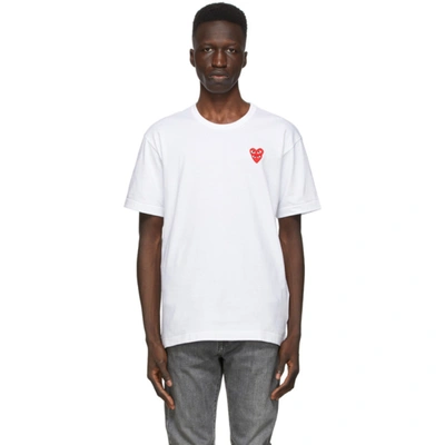 Shop Comme Des Garçons Play White Double Heart T-shirt In 2 White