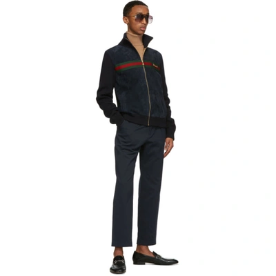 Shop Gucci Navy Interlocking G Patch Trousers In 4265 Urban