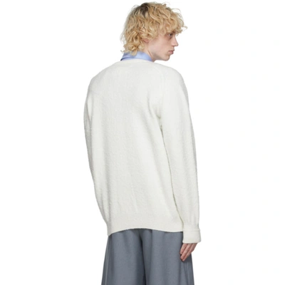 Shop Maison Margiela Off-white Gauge 7 V-neck Sweater In 101 Offwhit