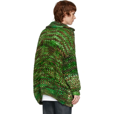 Shop S.r. Studio. La. Ca. Green & Brown Oversized Merino Chunky Cardigan In 316 Green/b