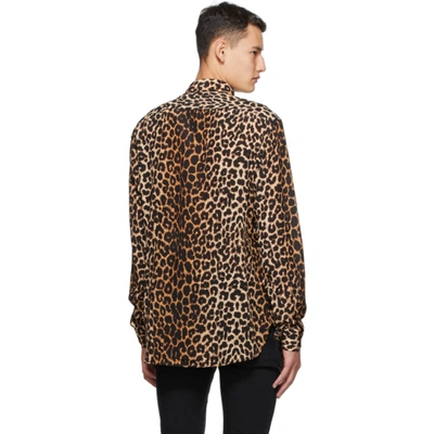 Shop Saint Laurent Brown Silk Leopard Shirt In 9665 Leopar