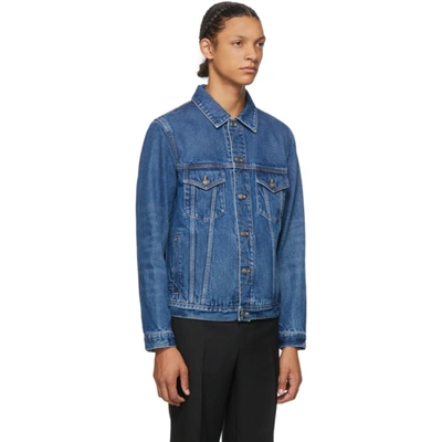 Shop Givenchy Blue Denim Atelier Logo Classic Fit Jacket In 420-medium