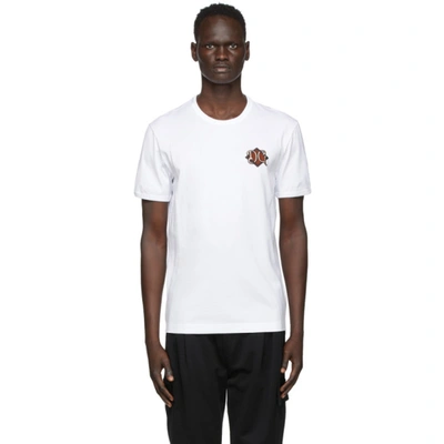 Shop Dolce & Gabbana White Embroidered Logo T-shirt In W0800 Bianc