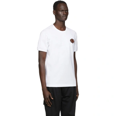 Shop Dolce & Gabbana White Embroidered Logo T-shirt In W0800 Bianc