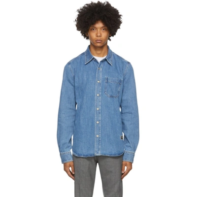 Shop Ami Alexandre Mattiussi Blue Denim Shirt In U Blue 480