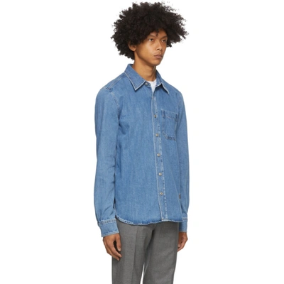 Shop Ami Alexandre Mattiussi Blue Denim Shirt In U Blue 480