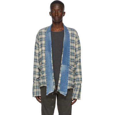 Greg Lauren Gl1 Colyton Plaid Cotton flannel Shirt In Blue ModeSens
