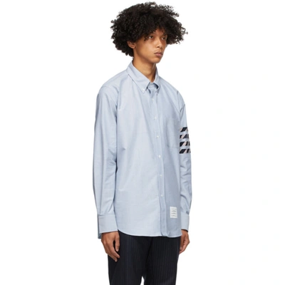 Shop Thom Browne Blue Oxford 4-bar Straight Fit Shirt In 480 Light B