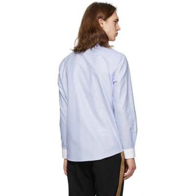 Shop Burberry Blue Lace Detail Oxford Shirt In Pale Blue