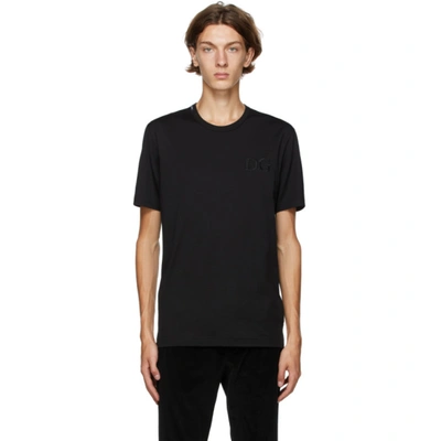 Shop Dolce & Gabbana Black Jersey Logo T-shirt In N0000 Black