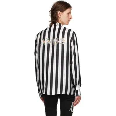 Shop Amiri Black & White Silk Logo Shirt In Black/white