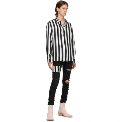 Shop Amiri Black & White Silk Logo Shirt In Black/white