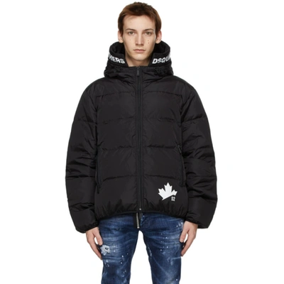 Shop Dsquared2 Black Down Leaf Lite Puffer Jacket In 900 Black