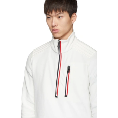 Shop Moncler White Fleece Half-zip Sweater In 034 White