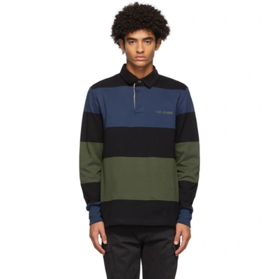 Shop Aimé Leon Dore Aime Leon Dore Khaki And Black Classic Rugby Long Sleeve Polo In Cedar Multi