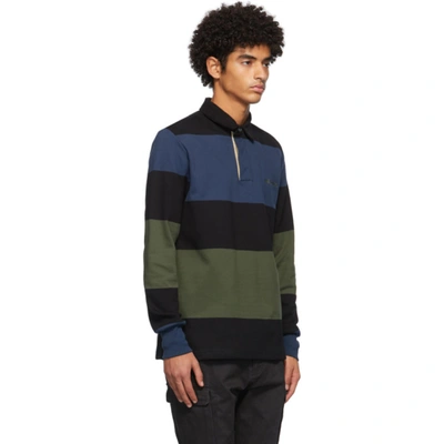 Shop Aimé Leon Dore Aime Leon Dore Khaki And Black Classic Rugby Long Sleeve Polo In Cedar Multi