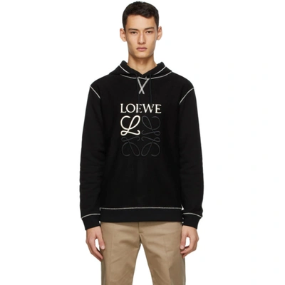 Black & Off-white Anagram Embroidered Hoodie