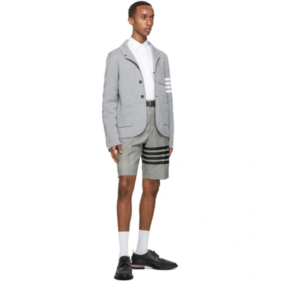Shop Thom Browne Black And White Wool Prince Of Wales 4-bar Shorts In 980 Blk/wht