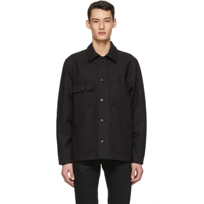 Shop Naked And Famous Black Canvas Chore Coat In Blackcanvas