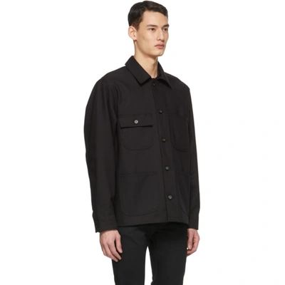 Shop Naked And Famous Black Canvas Chore Coat In Blackcanvas