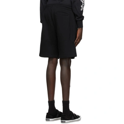 Shop Palm Angels Black French Terry Skull Shorts In Black/white