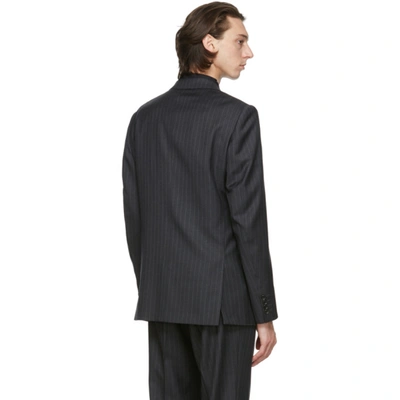 Shop Comme Des Garçons Homme Deux Grey Gabardine Striped Blazer In 1 Grey