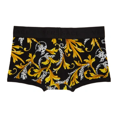 Shop Versace Underwear Black And Gold Barocco Boxer Briefs In A7008 Black