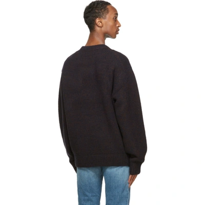 Shop Acne Studios Navy & Brown Melange Sweater In Navy/brown