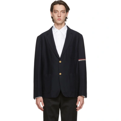 Shop Thom Browne Navy Unconstructed Sports Coat Blazer In 415 Navy