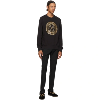 Shop Versace Jeans Couture Black & Gold Logo Sweatshirt In Ek42 Black