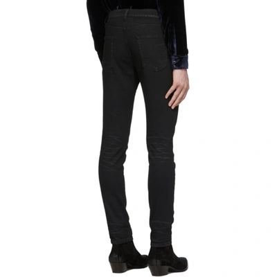 Shop Saint Laurent Black Coated Skinny Jeans In 1251 Blkltc
