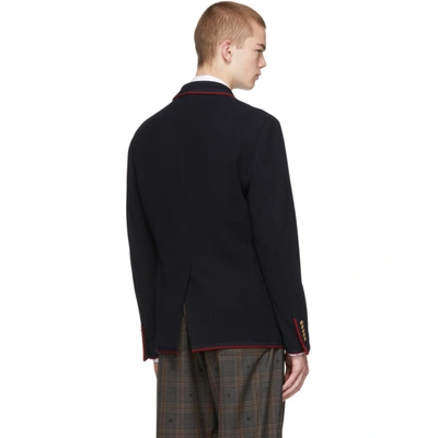 Shop Gucci Navy Wool Palma Blazer In 4440 Ink