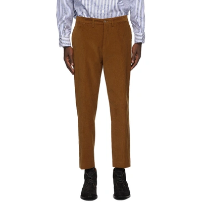 Shop 4sdesigns Tan Corduroy Half Sartorial Trousers In 38 Chestnut
