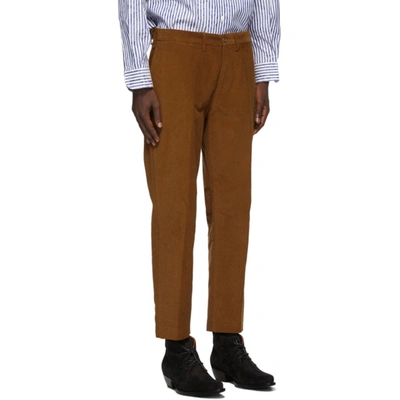 Shop 4sdesigns Tan Corduroy Half Sartorial Trousers In 38 Chestnut