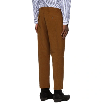 Shop 4sdesigns Tan Corduroy Half Sartorial Trousers In 38 Chestnut