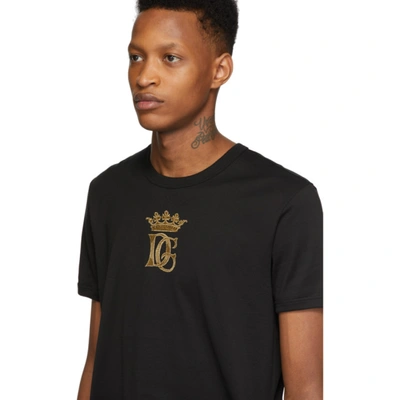 Shop Dolce & Gabbana Dolce And Gabbana Black Embroidered Logo T-shirt In N0000 Black