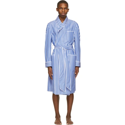 Shop Paul Stuart Blue & White Awning Stripe Robe