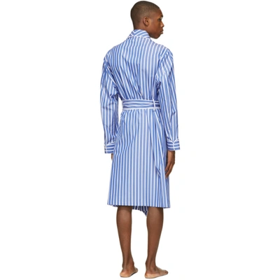 Shop Paul Stuart Blue & White Awning Stripe Robe