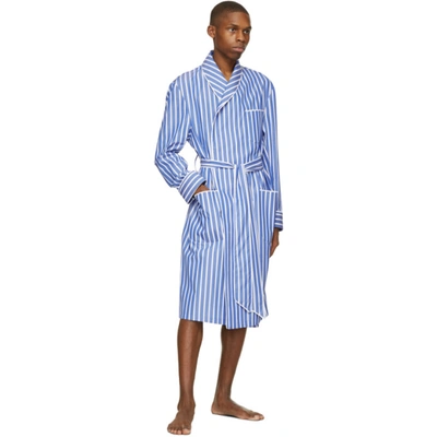 Shop Paul Stuart Blue & White Awning Stripe Robe