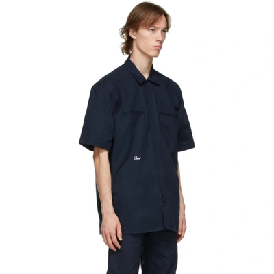 Shop Saintwoods Navy Workshirt Short Sleeve Shirt