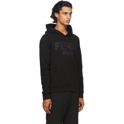 Shop Fendi Black Embroidered Logo Hoodie In F0qa1 Black