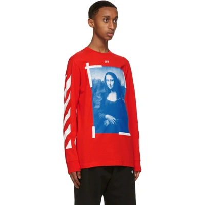 Shop Off-white Red And Blue Mona Lisa Long Sleeve T-shirt In Fiery Red White