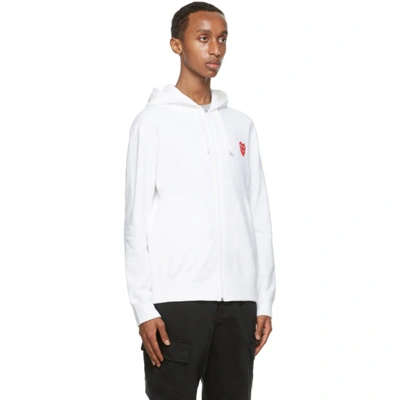 Shop Comme Des Garçons Play White Double Heart Zip Hoodie In 2 White