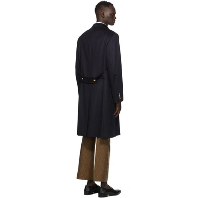 Shop Gucci Navy Eco Cashmere Coat In 4440 Ink